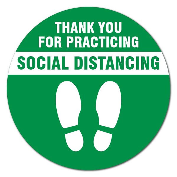 Signmission Thank You For Social Distance Green Non-Slip Floor Graphic, 16" x 16", FD-C-16-99994 FD-C-16-99994 - main